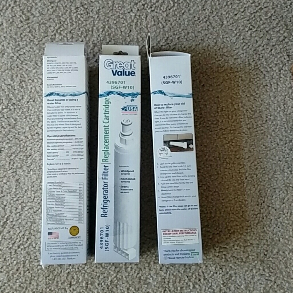 Fits Whirlpool, KitchenAid, Kenmore Refrigerator filters lot of 3